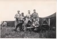 Grandpa's gun crew celebrating VE Day with German beer at Handorf(May 1945).jpg