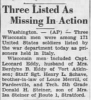 Thumbnail for Schave, Henry Lloyd_Sheboygan Press_Thurs_13 May 1943_Pg 11.JPG