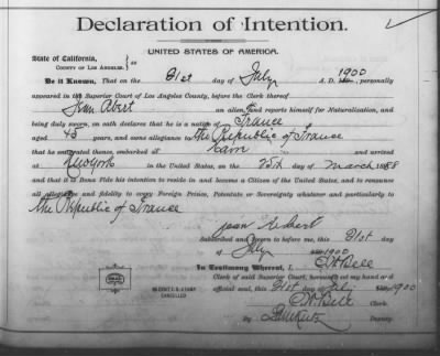 Albert, Jean > Declaration of Intention (1900)