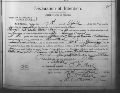 Allen, George Charles Owen > Declaration of Intention (1902)