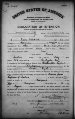 Allerhand, Isaak > Declaration of Intention (1910)