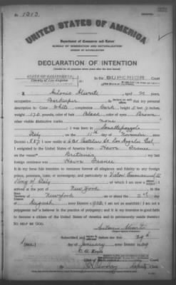 Aliverti, Antonio > Declaration of Intention (1909)