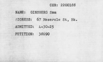 Thumbnail for [Illegible] > GINSBERG Sam