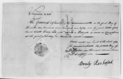 Credentials of delegates to the Congress from Virginia, 1775-88.