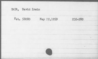 1959 > DAIR, David Irwin
