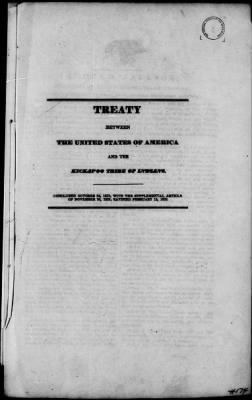 Thumbnail for Oct. 11, 1832-Dec. 17, 1834 > 174 - Kickapoo Concluded Oct. 24, 1822. Ratified Feby. 13, 1833.