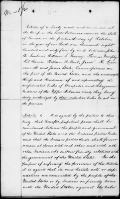 Oct. 10, 1865-Apr. 7, 1866 > 341 - Confederated Tribes of Arapaho and Cheyenne tribes of Indians at the Camp on the Little Arkansas River in the State of Kansas, October 14, 1865; and assent to amendments, November 10 and 19, 1866.