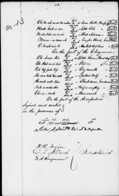 Oct. 10, 1865-Apr. 7, 1866 > 341 - Confederated Tribes of Arapaho and Cheyenne tribes of Indians at the Camp on the Little Arkansas River in the State of Kansas, October 14, 1865; and assent to amendments, November 10 and 19, 1866.