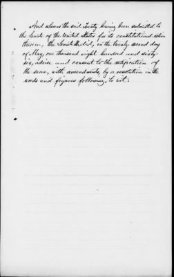 Oct. 10, 1865-Apr. 7, 1866 > 341 - Confederated Tribes of Arapaho and Cheyenne tribes of Indians at the Camp on the Little Arkansas River in the State of Kansas, October 14, 1865; and assent to amendments, November 10 and 19, 1866.