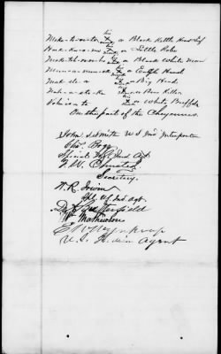 Oct. 10, 1865-Apr. 7, 1866 > 341 - Confederated Tribes of Arapaho and Cheyenne tribes of Indians at the Camp on the Little Arkansas River in the State of Kansas, October 14, 1865; and assent to amendments, November 10 and 19, 1866.