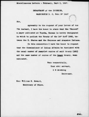 Oct. 10, 1865-Apr. 7, 1866 > 341 - Confederated Tribes of Arapaho and Cheyenne tribes of Indians at the Camp on the Little Arkansas River in the State of Kansas, October 14, 1865; and assent to amendments, November 10 and 19, 1866.