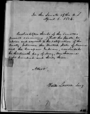 Thumbnail for Oct. 11, 1832-Dec. 17, 1834 > 185 - Seminole Concluded March 28th 1833. Ratified Apri 18th 1834.