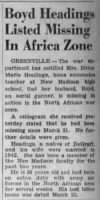 Thumbnail for Headings, Boyd V_The Dayton Herald_OH_Sun_18 April 1943_Pg 9.JPG