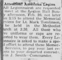 Mark's memorial announcement Portage Daily Register (Portage, Wisconsin) 19 Feb 1944, Sat Page 3.jpg