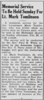 Mark's memorial announcement Portage Daily Register, Tue 15 Feb 1944.jpg
