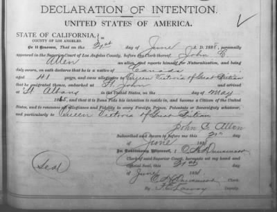 Allen, John C > Declaration of Intention (1888)