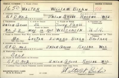 Thumbnail for Walter William > Biehn, Walter William (1908)