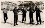 Bavarian Alps, May 1945, Dad & army buddies in the Alps, I think he's the one w back to camera.jpg