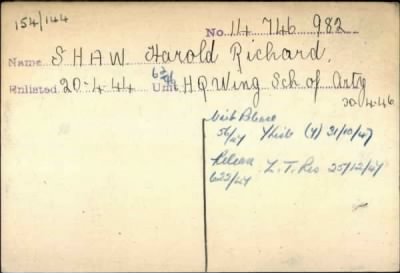 Horald Richard > Shaw, Horald Richard (14746982)