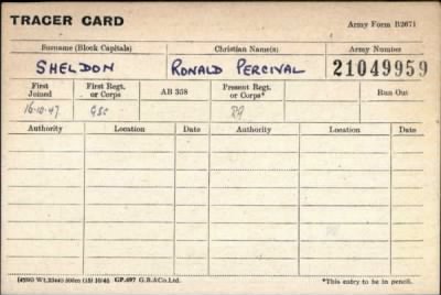 Ronald Percival > Sheldon, Ronald Percival (21049959)