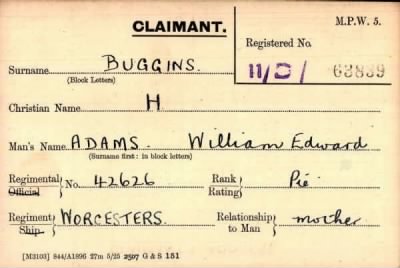 Thumbnail for 014/0061/BUC-BUM > Adams, William Edward (42626)