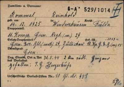 Thumbnail for Reinhold > Rommel, Reinhold (G-A 529/1014)