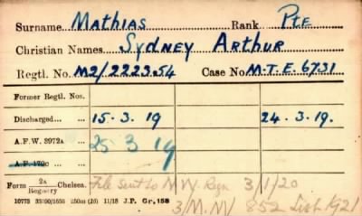 Thumbnail for 151/0572/MAT-MAT > Mathias, Sydney Arthur (M2/222354)