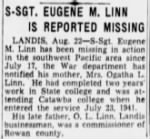 Thumbnail for Linn.Eugene.M.Newspaper.Charlotte.Observer.23.Aug.1945.jpg