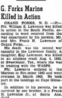 Kathryn Lawrence's brother also  killed in WWII- The Bismarck Tribune October 5, 1944