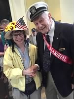 Grand marshal Joe Schachter — a 90-year-old World War II vet — poses with a patriotic fan. (PhotoDoris Ghitelman)-doris-ghitelman.jpg