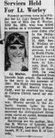 Obituary for Robert D. Worley, 1921-1945, Lincoln Journal Star, 05Aug1949.jpg