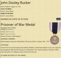 Thumbnail for John Rucker - POW Medal Recipient