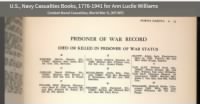 Thumbnail for Navy casualty record for Bill Williams