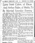 Thumbnail for Arthur Peden Marriage Delaware County Daily Times Feb 4 1949 pg 8