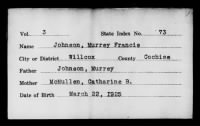 Murrey Francis Johnson Birth Index