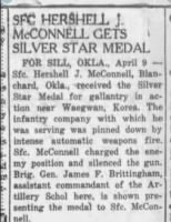 Thumbnail for Hersel McConnell Silver Star 10 April 1952