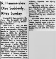 Obituary for Richard H. Hammersley (Aged 42) - The Lake Geneva Regional News, 08Dec1996.jpg