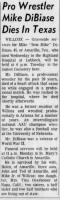 Obituary for Mike DiBiase (Aged 45) Adoptive father of Ted DiBiase - Arizona Daily Star, Tucson, AZ, 05Jul1969