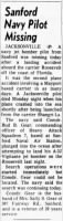 Sanford Navy Pilot Missing - Bud B Gear - Orlando Evening Star, FL, 10Jan1962