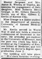 Marriage of Roberta Beryl Grange and Gilbert Donnelly Kerlin - The Kansas City Star, MO, 01Jun1952