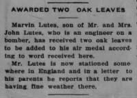 Marvin Lee Lutes - Awarded Two Oak Leaves 