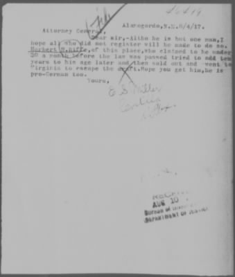 Old German Files, 1909-21 > Herbert H. Riffe (#46499)