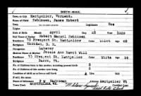 Vermont Birth Record James Hubert Robinson