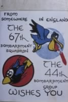 A greeting card with the insginia of the 67th Bomb Squadron and the 44th Bomb Group