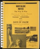 US, Utah Parowan Veterans Book, 1850-1985 record example