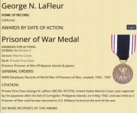 George LaFleur - POW Medal Recipient