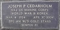 Joseph P Cedarholm grave marker from Steven Goff on Findagrave