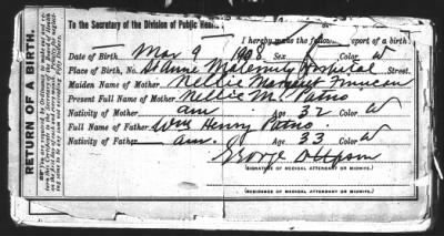 1908 > Patno, William Henry & Nellie Margaret