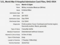 Egler US WWII Hosp Adm Card Files 1942 to 54 1944
