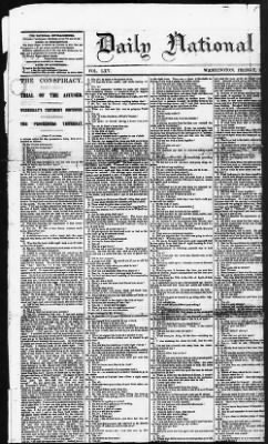 Issues of the Daily National Intelligencer, May 16-Jun 30, 1865 AND Miscellaneous Records Relating to the Court-Martial